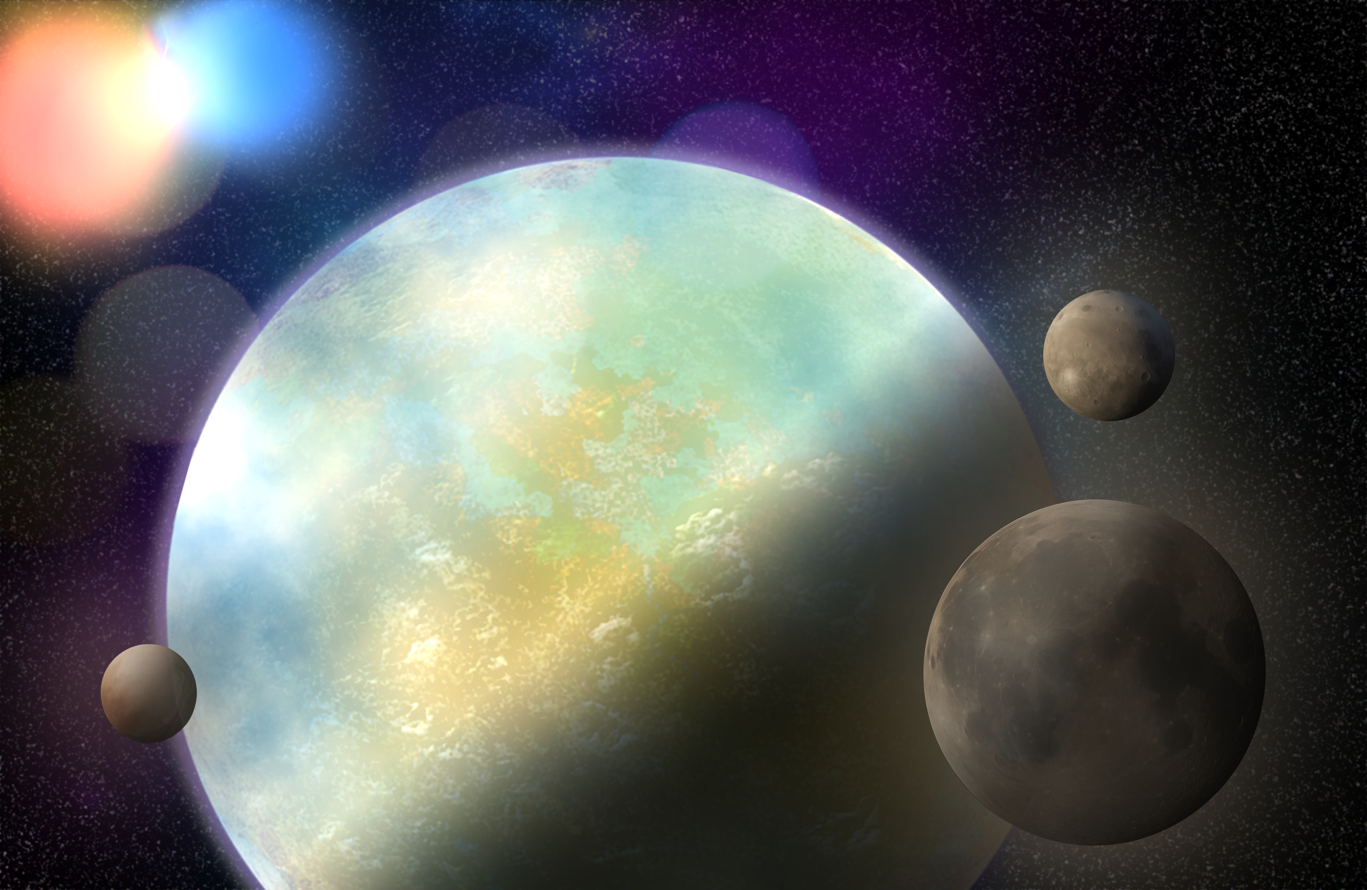 Anderia with its two suns and three moons