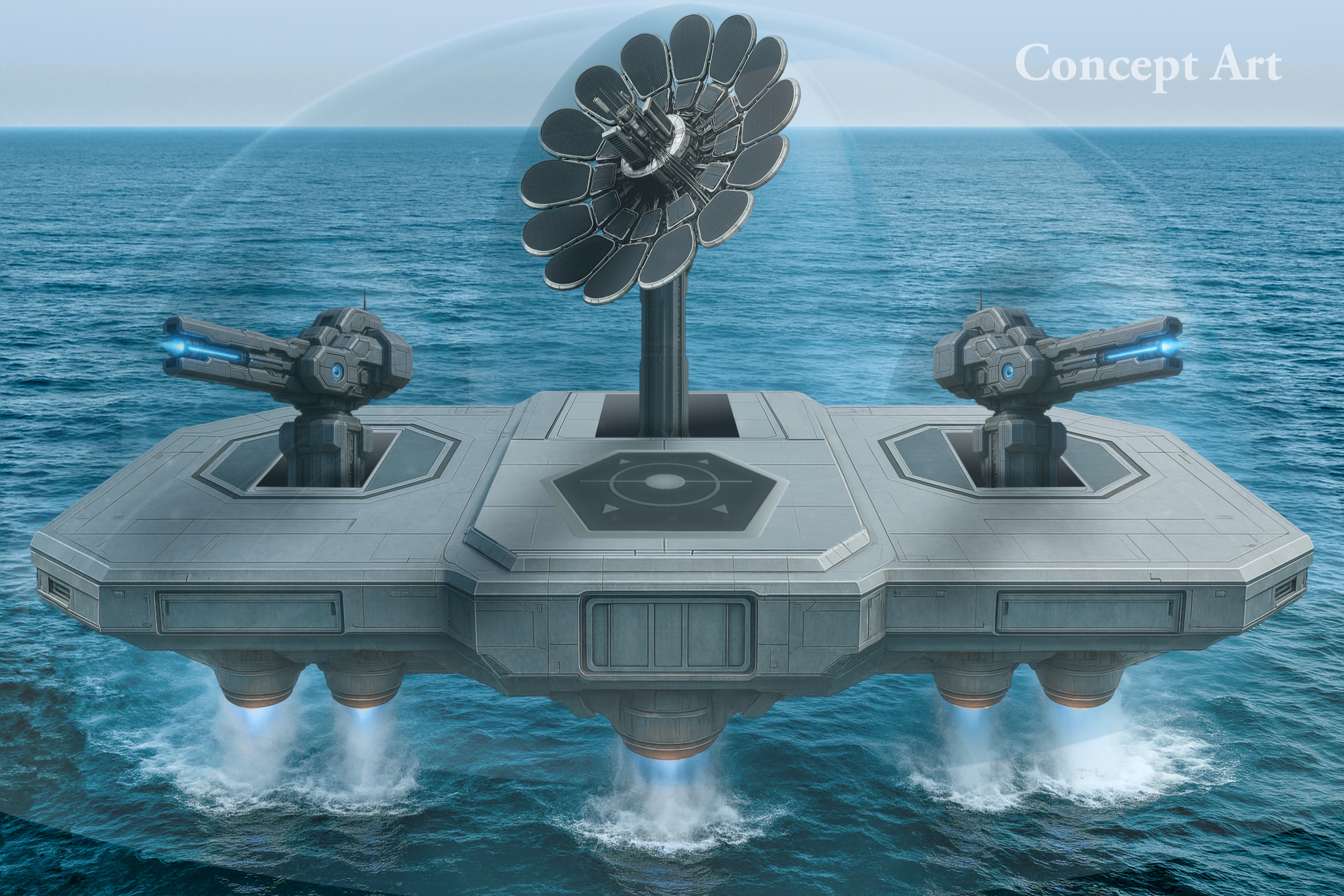 Sentarix hovering over the sea